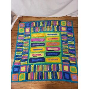 Guarisco Made In Italy 100% Silk Scarf  Neon Bright Geometric